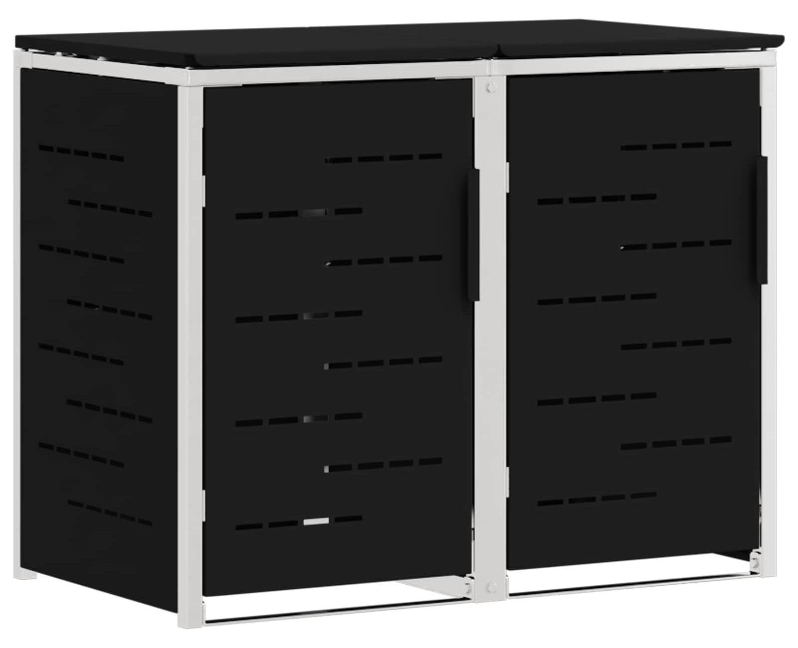 vidaXL Mülltonnenbox for 2 Bins 240L Edelstahl Schwarz