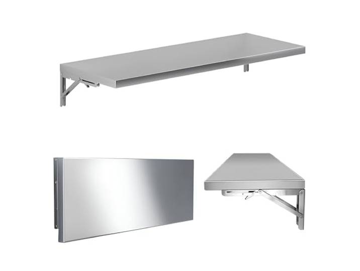 Edelstahl 304 Wandklapptisch 60x40cm, stabiler Metallhalter Platzsparender klappbarer Tisch für Küche, Arbeitszimmer und Hauswirtschaftsraum(50*40cm)