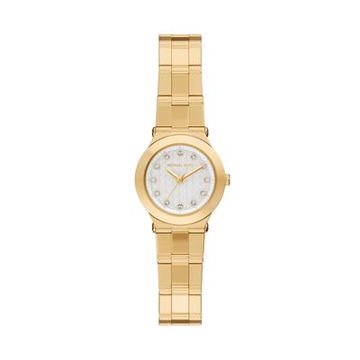 Quarzuhr MICHAEL KORS "BILLIE", gold (gelbgoldfarben, weiß, perlmuttfarben, weiß), Armbanduhren, Damen, gelbgoldfarben, Quarzuhr, Armbanduhr, Damenuhr, Edelstahlarmband, analog, Glassteine