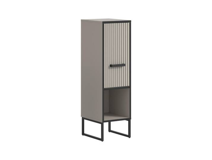 Homes & Jones Standschrank Bagno Bad in Kaschmir Nachbildung und schwarz - modernes Design - B/H/T: 30x101x32 cm, Recyclingholz, 30x101x32 cm, Badezimmer, Badmöbel, Midischränke