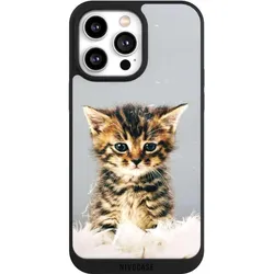 Nivocase Handyhülle für Apple iPhone 14 Pro Max Hülle NIVOpure Case Schwarz Feder Haustier Katze (Apple iPhone 14 Pro Max), Smartphone Hülle, Schwarz
