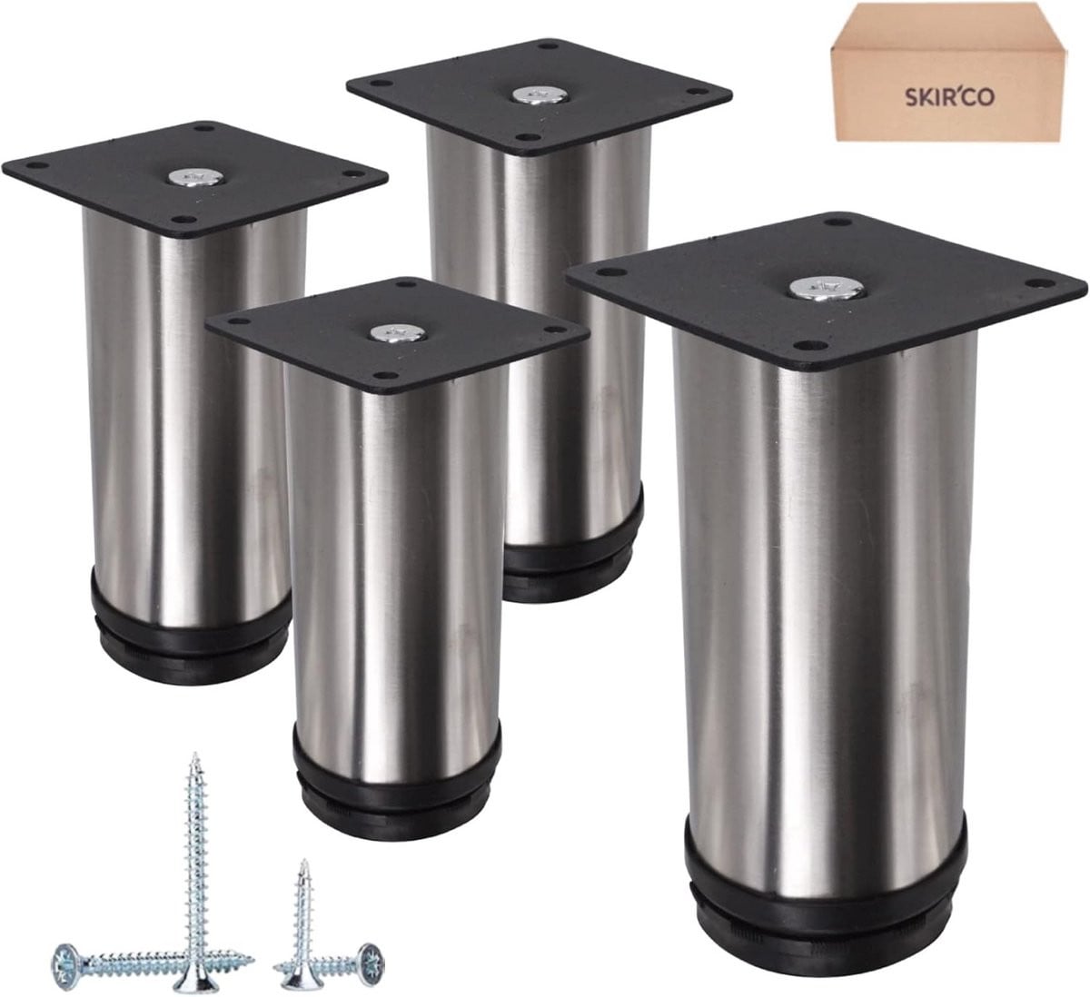 Verstelbare ronde meubelpoten van roestvrij staal, 12 cm, 4 stuks