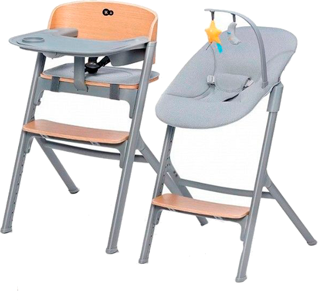 Kinderkraft Livy Cadeira Cinzento/Madeira + Calmee Espreguiçadeira Cinzento