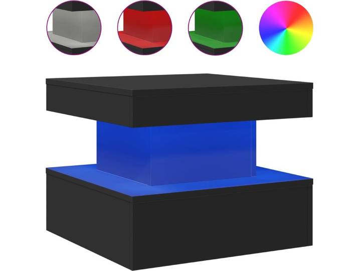 vidaXL Couchtisch mit LED-Leuchten Schwarz 50x50x40 cm