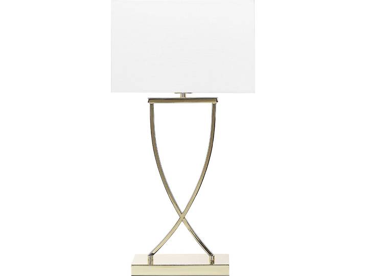 BELIANI Tischlampe Gold Metallfuß Stoffschirm Weiß langes Kabel mit Schalter Modern Minimalistisch