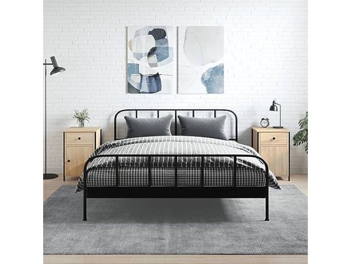 HEFZGDB Nachttische 2 STK. Sonoma-Eiche 40x42x60 cm Holzwerkstoff mit höhenverstellbaren Beinen und Eisenrahmen für Stauraum und Stabilität