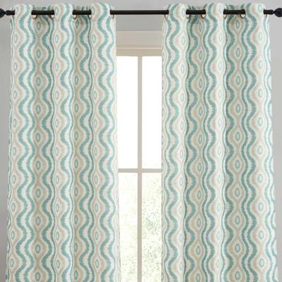 HLC.ME Tanner Ogee Ikatt Damask Grommet Curtains - Light Filtering Darkening Window Panels, Pair