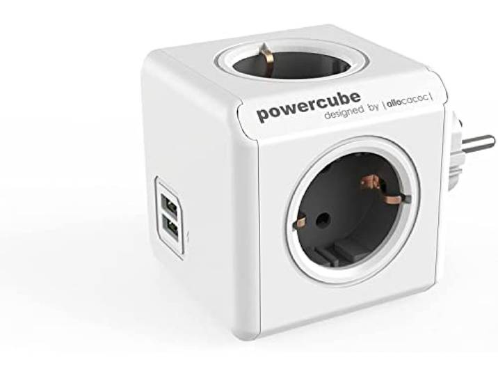 allocacoc PowerCube Original DuoUSB Grijs, socket cube en USB-lader