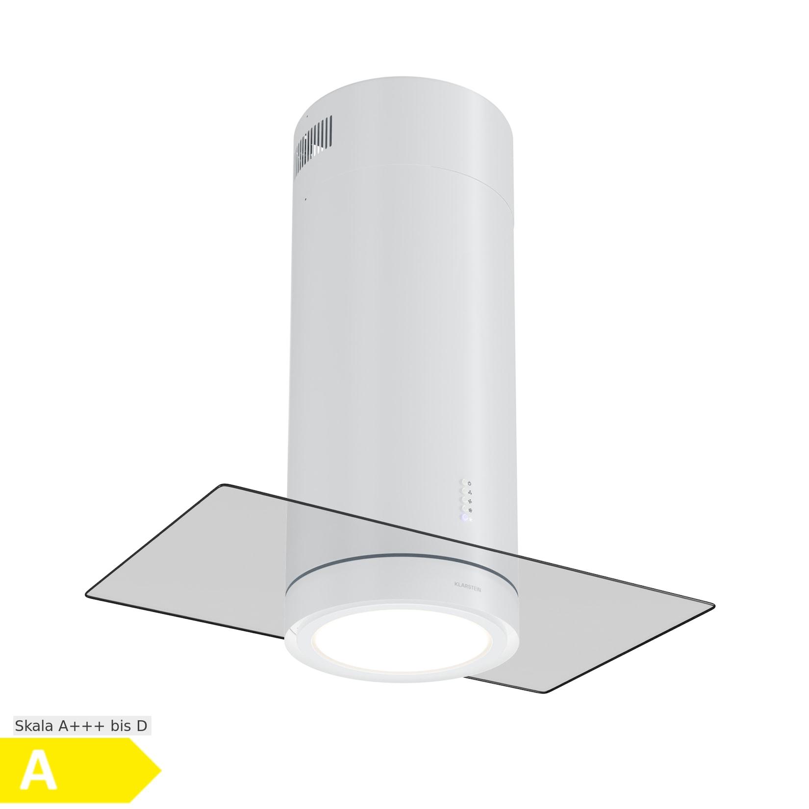 Beretta Premium Inselabzugshaube App Ab-/Umluft 544m³/h LED Aktivkohlefilter Weiß