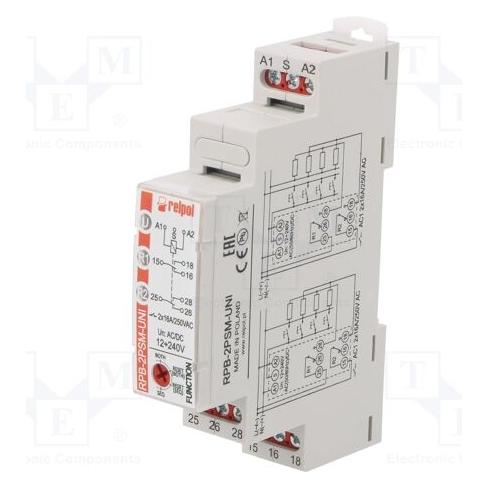 Relpol Sequentielles bistabiles Relais mit Speicher 2P 16A 12...240 V AC/DC RPB-2PSM-UNI 864392 (864392)