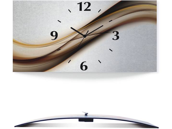 Wanduhr ARTLAND Welle , braun, B:60cm H:30cm T:0,3cm, Wanduhren, Wanduhr, wahlweise mit Quarz- oder Funkuhrwerk, lautlos ohne Tickgeräusche