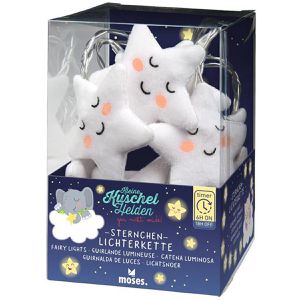 Moses Lichterkette Kleine Kuschelhelden, Batterie, für Innen, Sternchen, warmweiß, mit Timerfunktion, 10 LED, 1,7 m