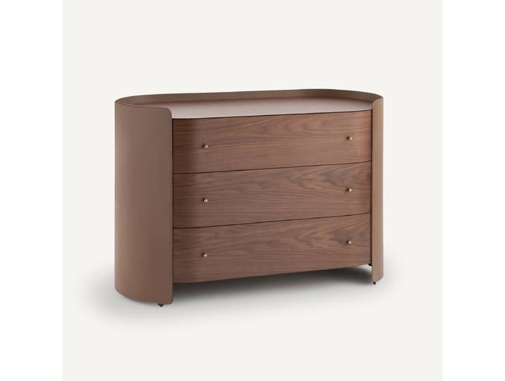 AM.PM Commode 3 tiroirs plaqué noyer et cuir, FIRMO Marron Noyer