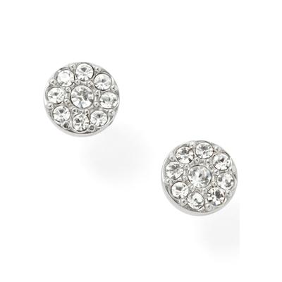 Paar Ohrstecker FOSSIL "Schmuck Geschenk Edelstahl Ohrringe VINTAGE GLITZ", silber (silberfarben, kristallweiß), Ohrringe, Damen, Edelstahl, mit Glassteinen