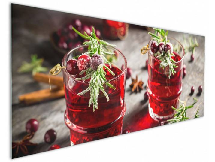 Wallario Küchenrückwand Winterlicher Cranberry-Punsch mit Rosmarin, (1-tlg)