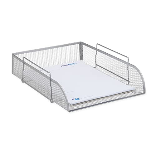 Relaxdays Brievenbak stapelbaar, metaal, zwart of zilverkleurig, B: 33,0 cm, D: 25,5 cm, H: 6,5 cm