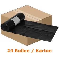 Müllbeutel Abena Saekko Boy 60 L schwarz 10 Stück/Rolle Karton Karton mit 24 Rollen, Stärke 35 my, Lebensmittelecht