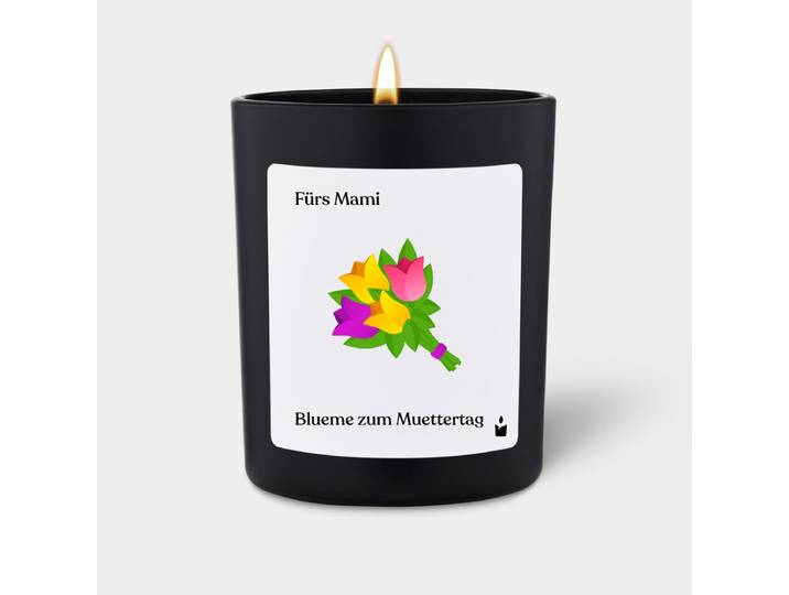 Duftkerze Schwarz Flowery Fürs Mami. Blueme zum Muettertag