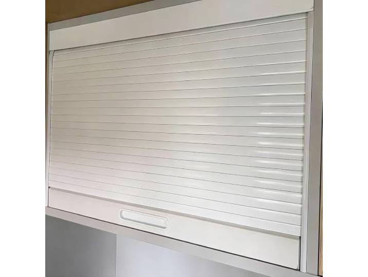 HGOuhK Rollladentür-Schrank-Set mit Schiene, weiße dekorative Rolltür(40x120cm/16x47in)