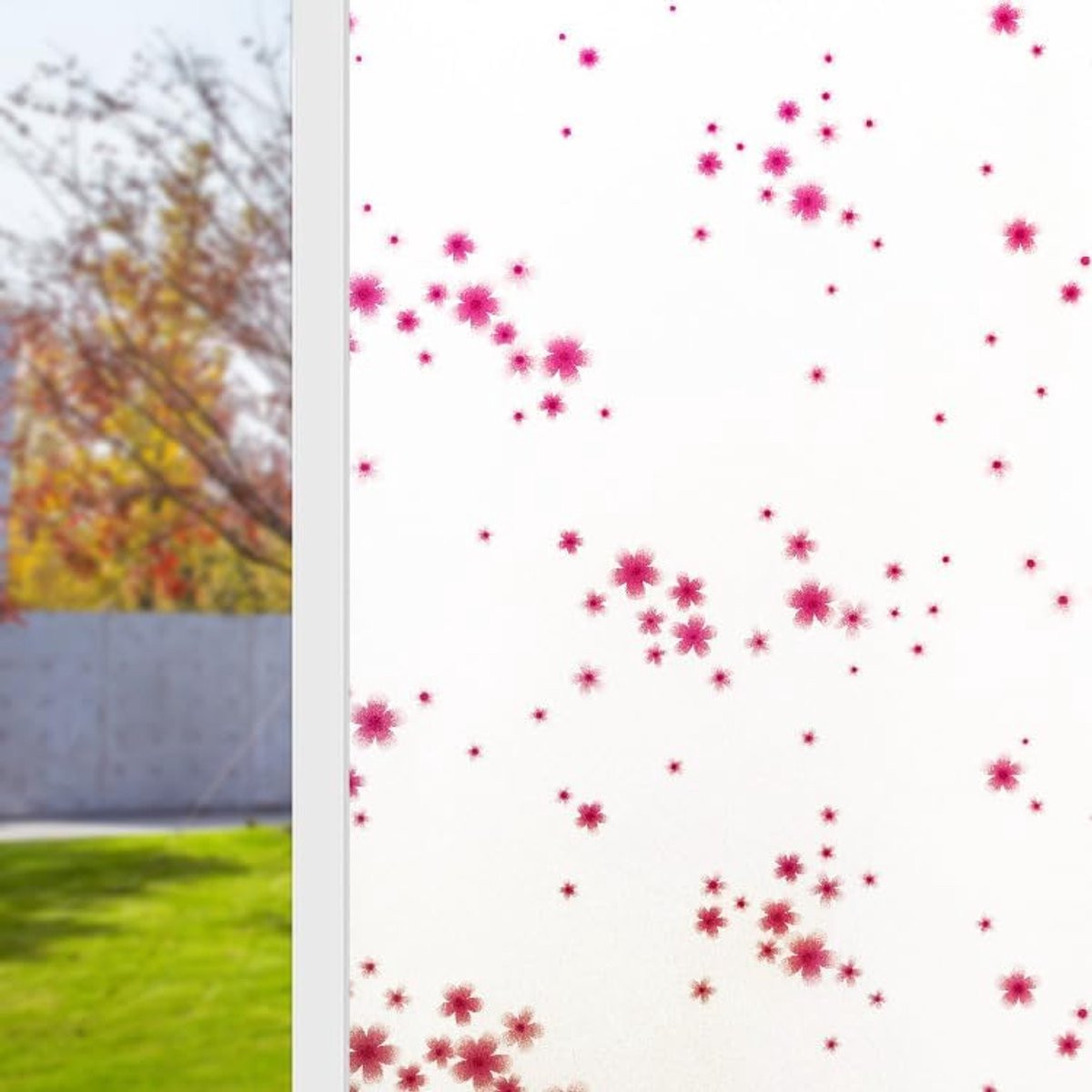 Raamfolie Roze Bloem - Statisch hechtende Privacy folie - 70 x 200 cm