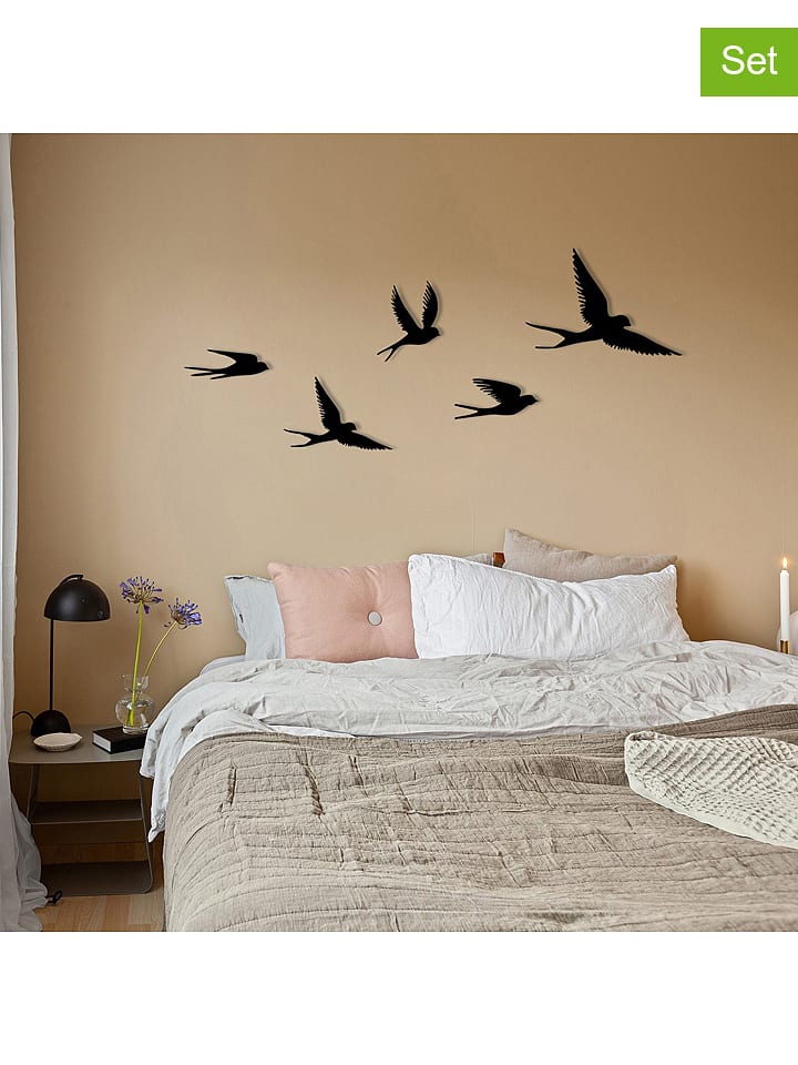ABERTO DESIGN 5er-Set: Wanddekore "Crow" - onesize
