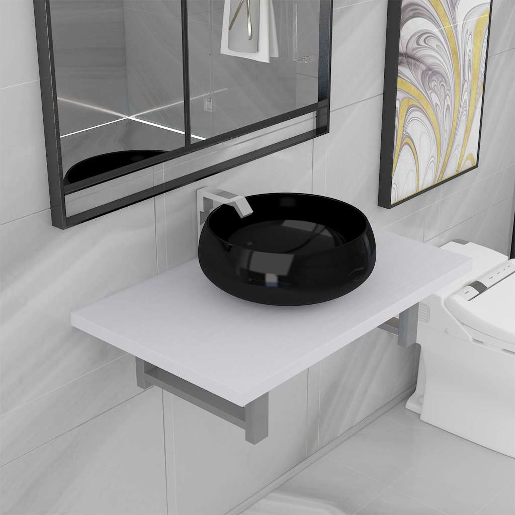 vidaXL Conjunto de muebles de baño 2 piezas cerámica blanco Blanco
