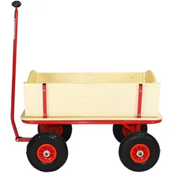 Beachtrekker Style Holz Bollerwagen Handwagen Natur mit Sonnenverdeck