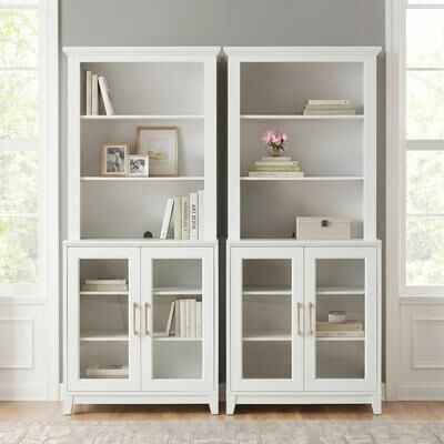 "Martha Stewart Dual 2-Door Cabinet and Hutch Sets-Premium Hardware - 31.5""W x 16.75""D x 79.25""H"