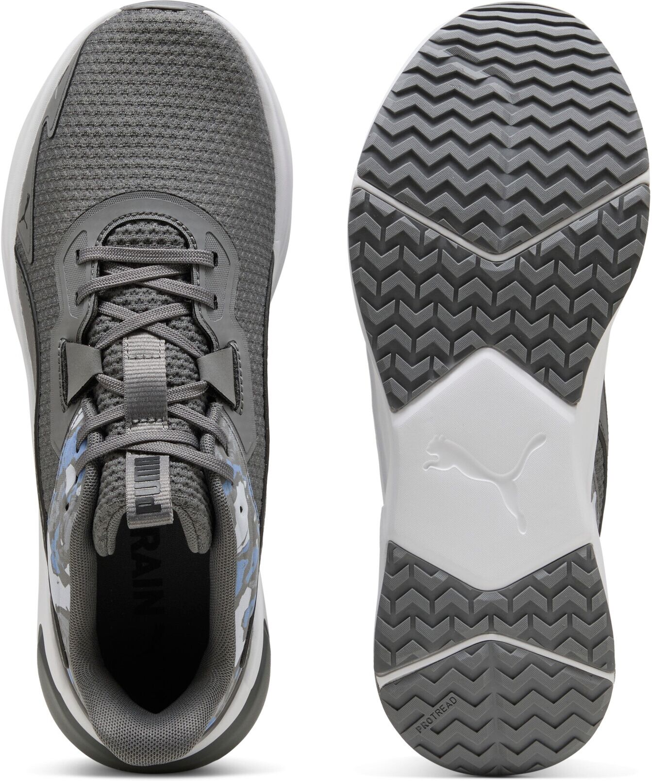 Trainingsschuh PUMA "DISPERSE XT 4 CAMO", Gr. 41, Textil, grau (cool schwarz gray, puma weiß, puma schwarz), Schuhe Trainingsschuh, für Fitness und sportliche Aktivitäten, leichtes Textil-Obermaterial cool schwarz gray, puma weiß, puma schwarz 41, Textil
