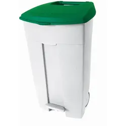 Mülltonne Orgavente Contiplast fahrbar 120 L weiß-grün aus Kunststoff, HACCP gerecht, mit breitem Fußpedal