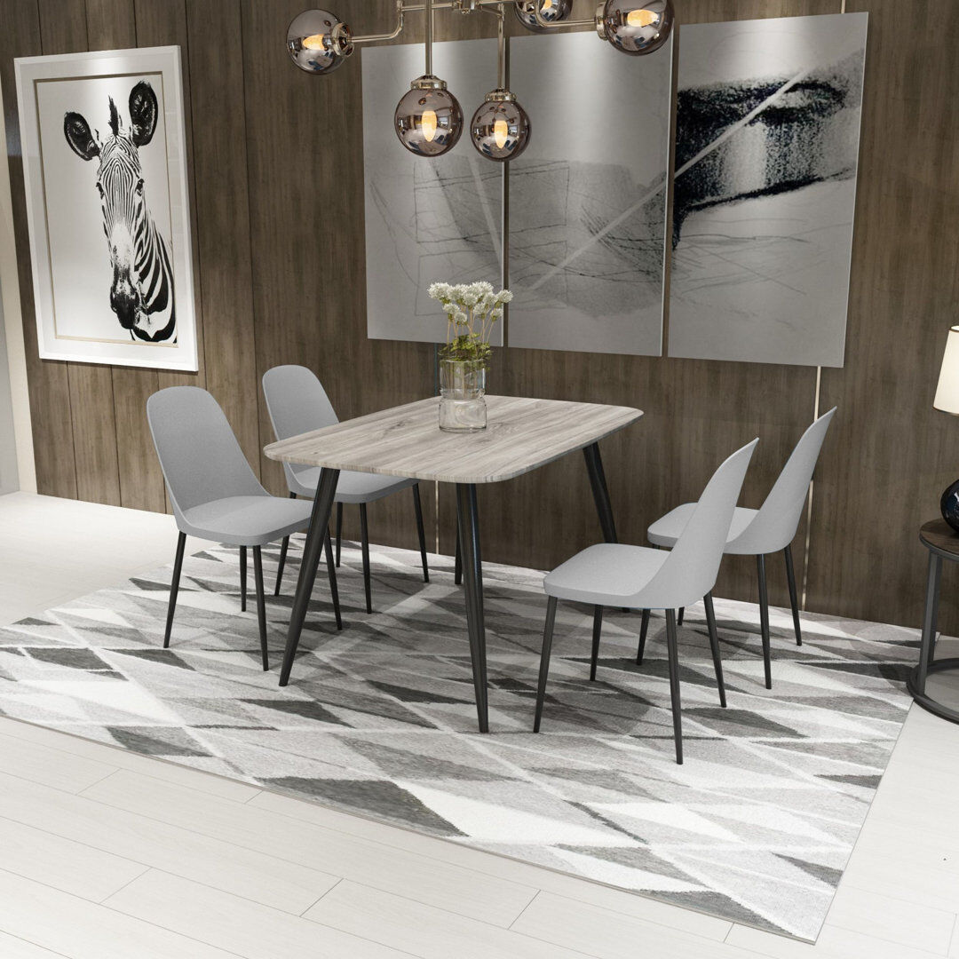 Core Products Aspen 5-Piece Casual Dining Set - Rectangular Table & 4 Plastic Duo Chairs Grey 4