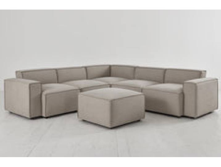 Ecksofa Model 03 mit Polsterhocker, Steingrau