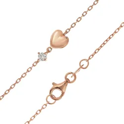 trendor 21232 Damen-Halskette 925 Silber Rosé Vergoldet Herzchen-Kette