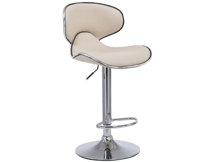 TPFLiving Barhocker Las Palmas Gestell Metall in Chromoptik Kunstleder - Creme