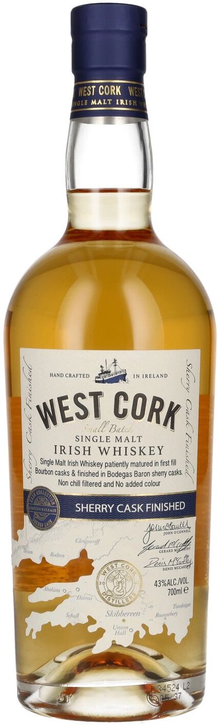 West Cork Irish Whiskey West Cork SHERRY CASK FINISHED Irish Single Malt Whiskey 43% Vol. 0,7l