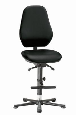 Labordrehstuhl LEANOS 9136, Kunstleder, mit Gleiter und Aufstiegshilfe, Stamskin Top schwarz