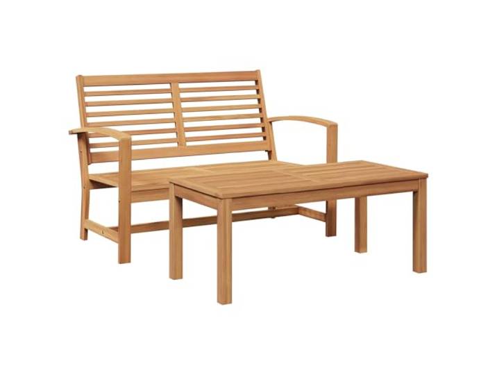 Coespram Gartenmöbel-Set 2-teilig Teak Massivholz Bank & Tisch Braun Rustikale Sitzgruppe aus Echtholz für Terrasse und Balkon. Inklusive Sitzbank und Beistelltisch mit stabilen Beinen.