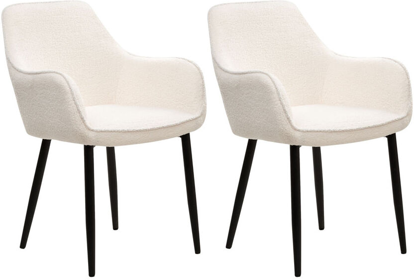 Latitude Run Set of 2 Dining Chairs Alden Boucle White 86cm H X 58cm W X 63cm D