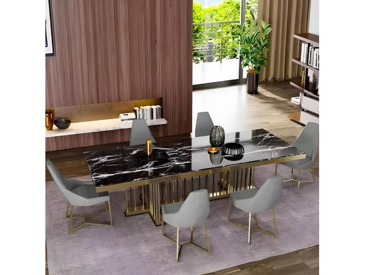 JVmoebel Esstisch Moderner Marmor Tisch Esszimmer Küche Schwarz Design Möbeldesign (1-St), Made in Europa