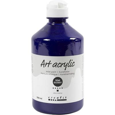 Creativ Company Acrylfarbe, Mattglänzend, Deckend, Ultramarinblau, 500 ml/ 1 Fl.