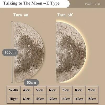 Uplifted Finds Remote Control Dimming LED Moon Wall Painting Lamp e Type 40 Cm X 80 Cm