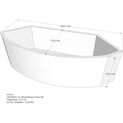 Badewannenträger passend für Mauersberger Arista 200 × 80 × 43 cm
