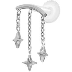 PTFE Labret mit Innengewinde + Titan-Aufsatz BOGEN + 3 STERNE