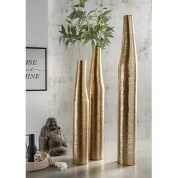 Faktorei Deko Pflanzsäule Flower 3 Aluminium, ca.19x120x19 cm, bronze-gold