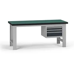 Werkbank G8, 1800 x 750 x 800 mm, 1x Container, 3 Schubladen, Graphit