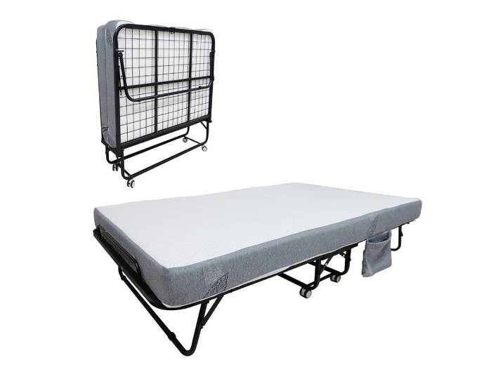 Lit pliant avec matelas pour adultes, lit pliant portable 75 x 31 , lit simple pliable avec cadre en métal pour chambre d'amis ou bureau