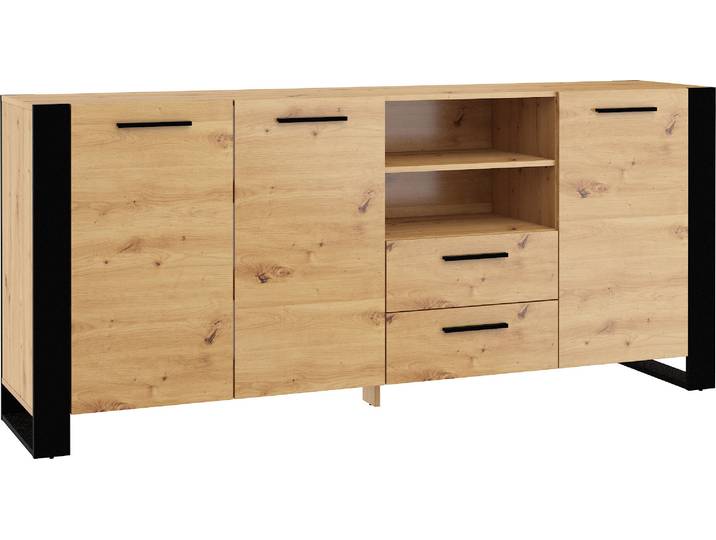 Kommode Nuka D 197 cm Sideboard Highboard Schrank Schwarze handwerkliche Eiche