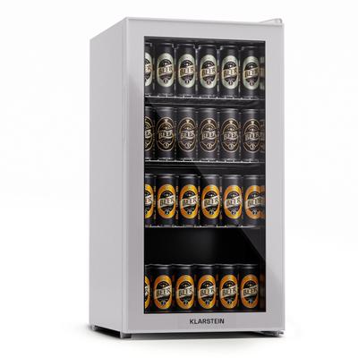 Klarstein Beersafe 74 Slim Kühlschrank 74 Liter 3 Böden Panoramaglastür Weiß