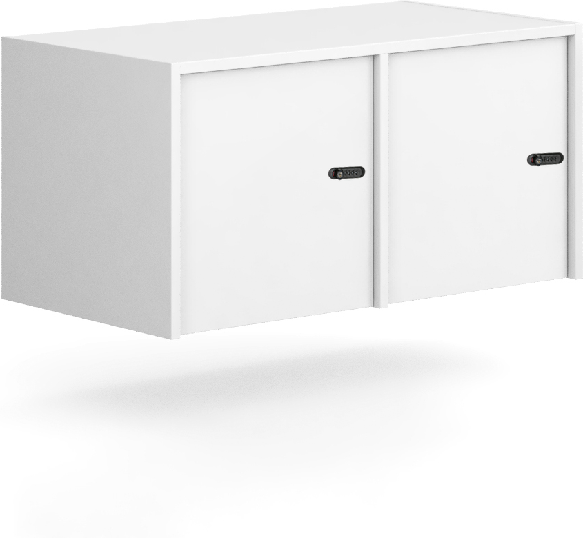 B2B Partner Aufsatzschrank FRAME, 2x Tür, 872 x 450 x 427 mm, mechanisches Schloss, weiß