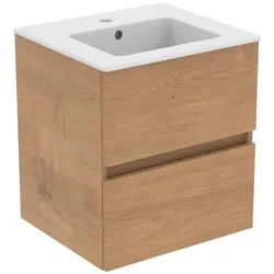 Ideal Standard Eurovit Plus Möbelwaschtisch-Paket R0571Y8 Hamilton Eiche, 51x45x56,5cm, 1 Hahnloch